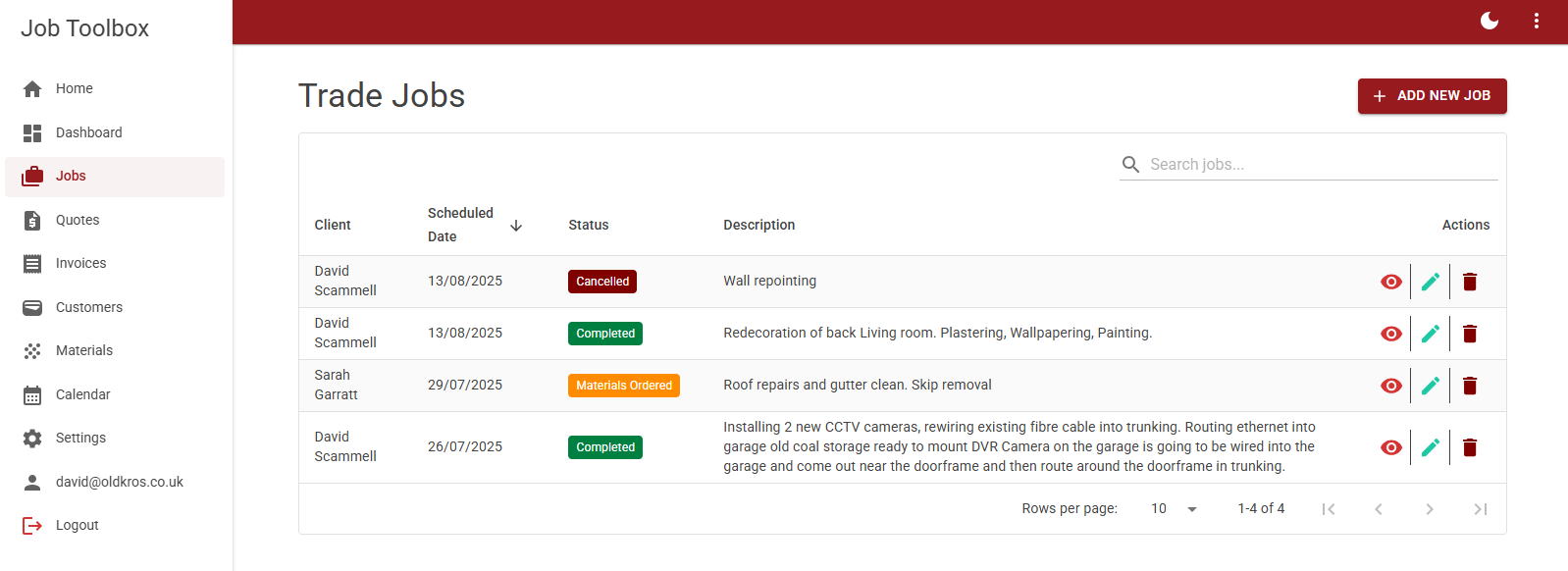 Job Toolbox SaaS platform screenshot